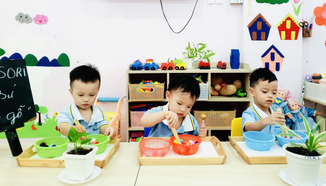 Montessori - Bé tập sử dụng kẹp gỗ